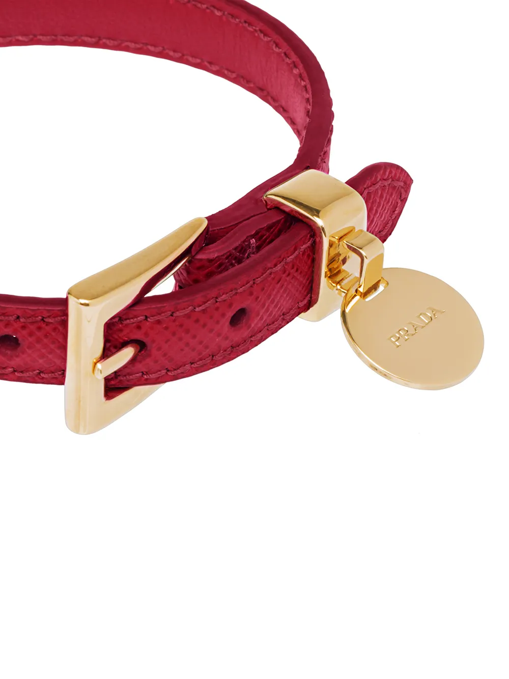 Prada logo-charm Saffiano Leather Bracelet - Farfetch