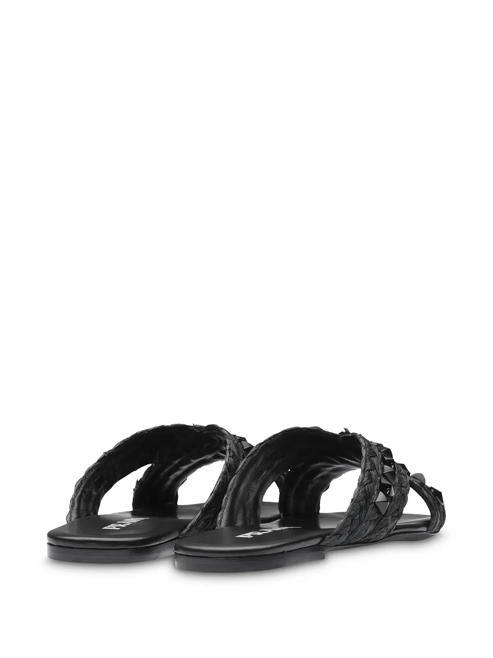 prada raffia bow flat slide sandals