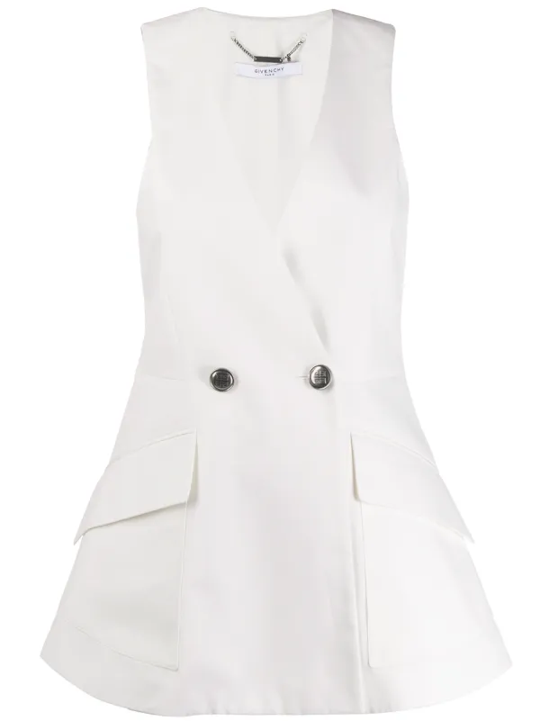white blazer sleeveless