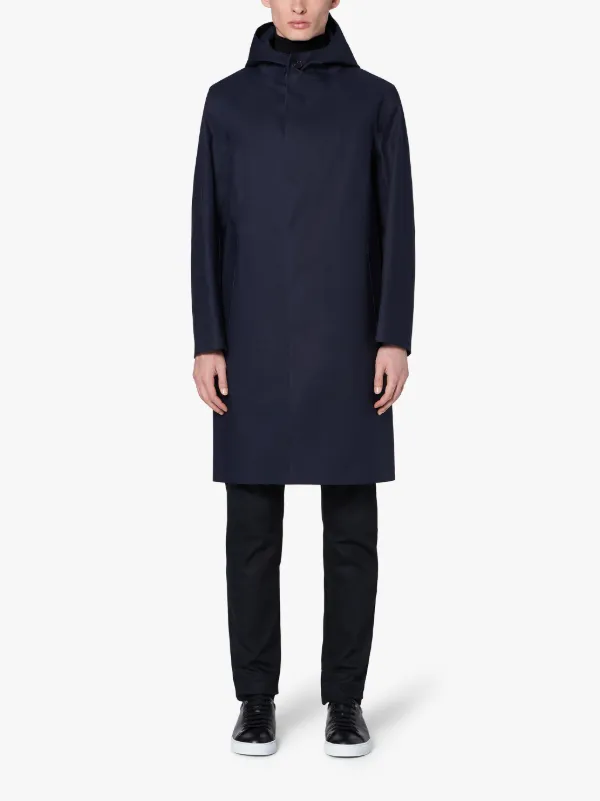 CHRYSTON Navy Bonded Cotton Hooded Coat | GR-1003D