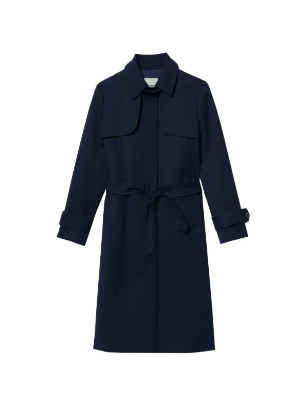 SANDRO Belted Trench Coat | Blue | FARFETCH