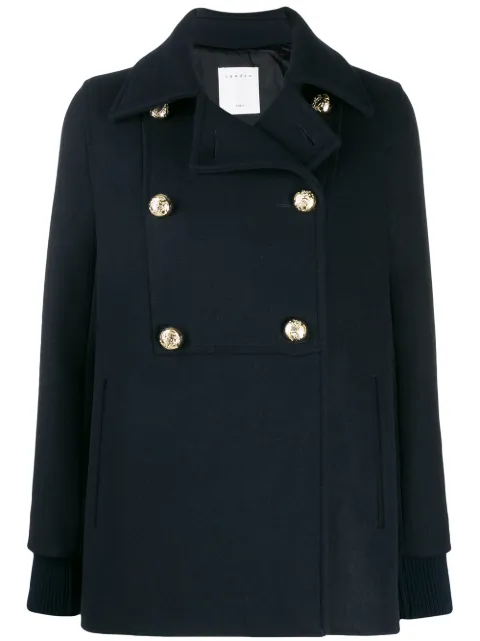 Click to view more detailed imagery on our partner's website Sandro Faneli Double-breasted Wool Coat In Blue