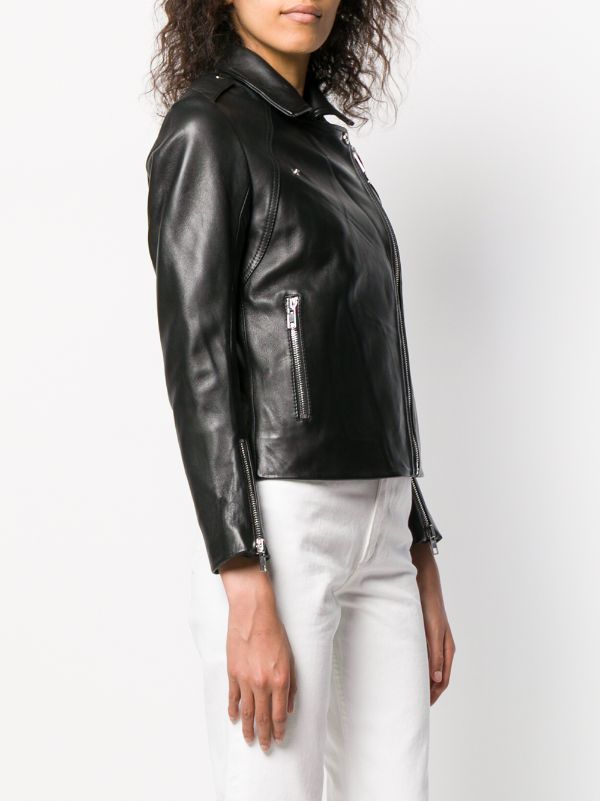 Sandro Leather Biker Jacket Black