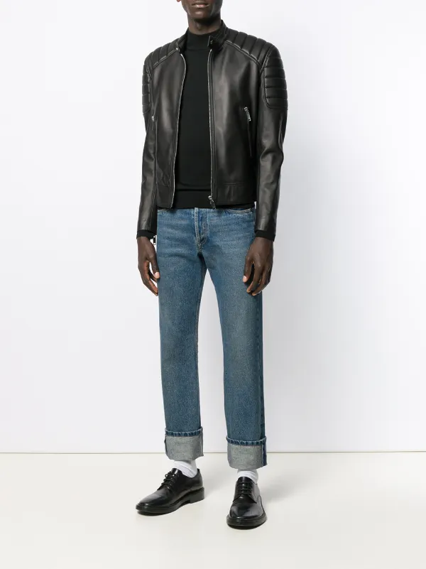 sandro leather jacket mens