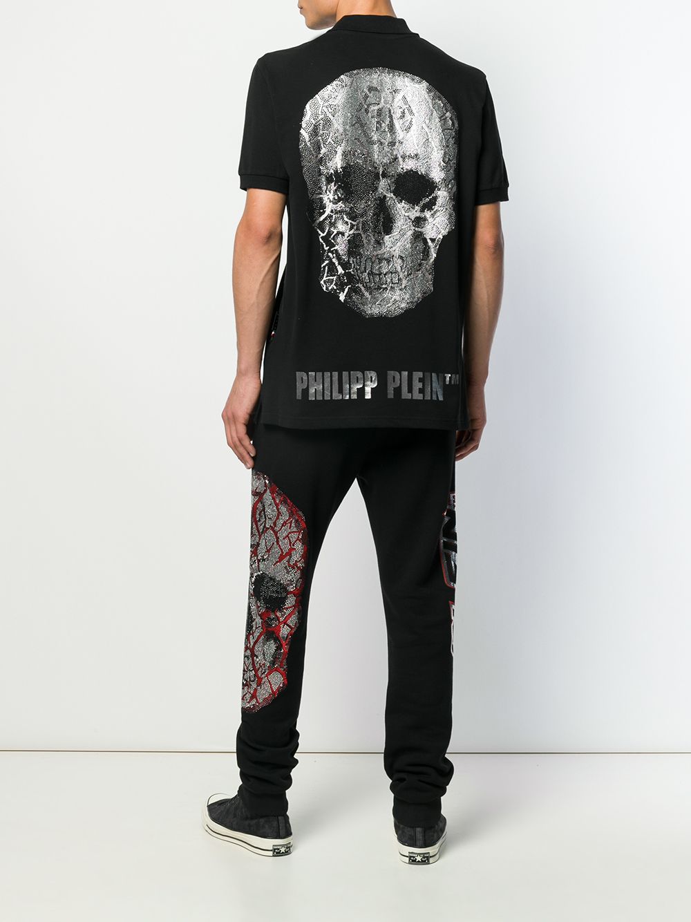 фото Philipp plein рубашка-поло с декором skull