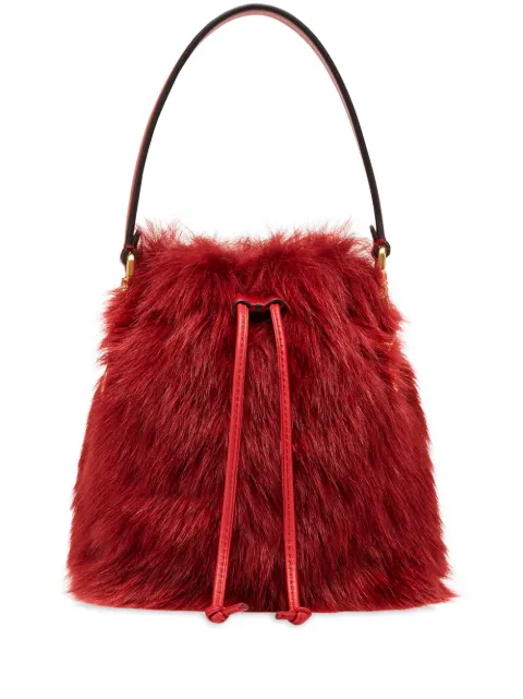 Click to view more detailed imagery on our partner's website Fendi Red Women's Red Fur Mini Mon Tresor Bucket Bag In Purple