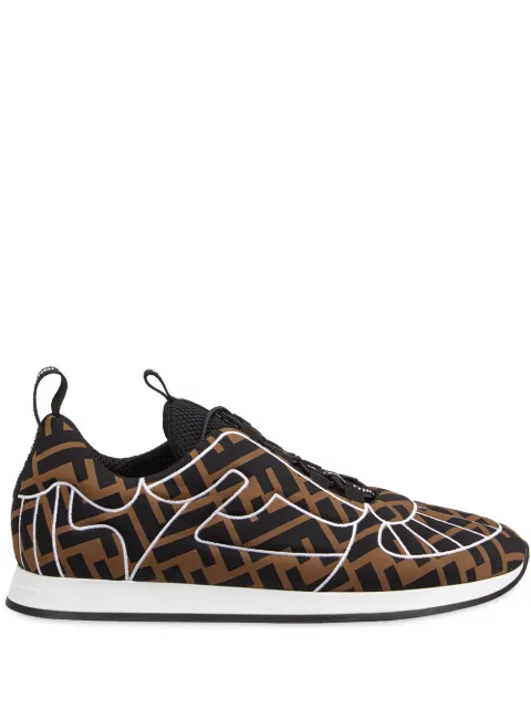 Click to view more detailed imagery on our partner's website Fendi Ffreedom Logo Embroidered Sneaker In F17mm-tob.black White+blac