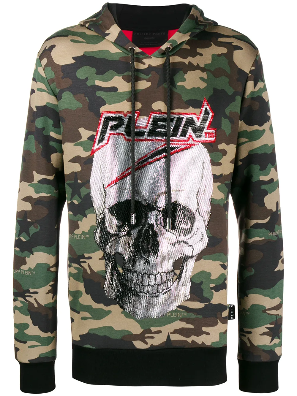 фото Philipp plein худи с декором skull и камуфляжным принтом