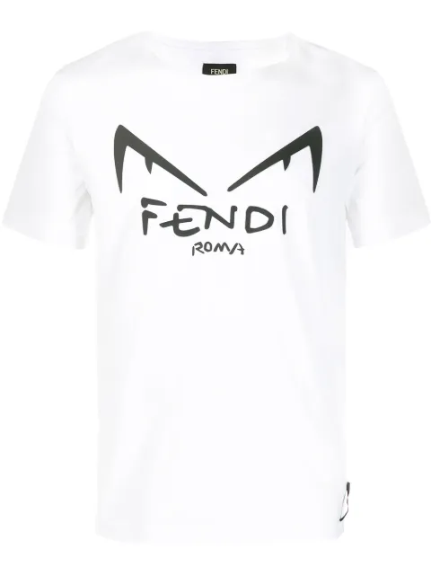 Click to view more detailed imagery on our partner's website Fendi White T-Shirt With Diabolik Eyes Printed In F0Qa0-White