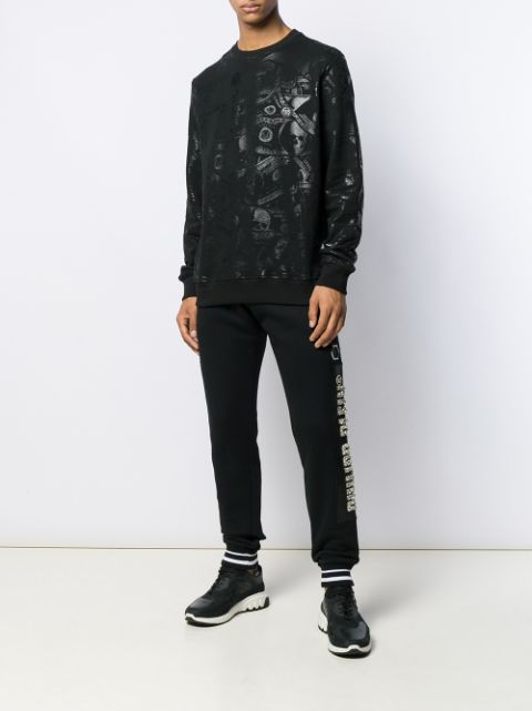 Shop black Philipp Plein Cowboy track pants with Express Delivery ...