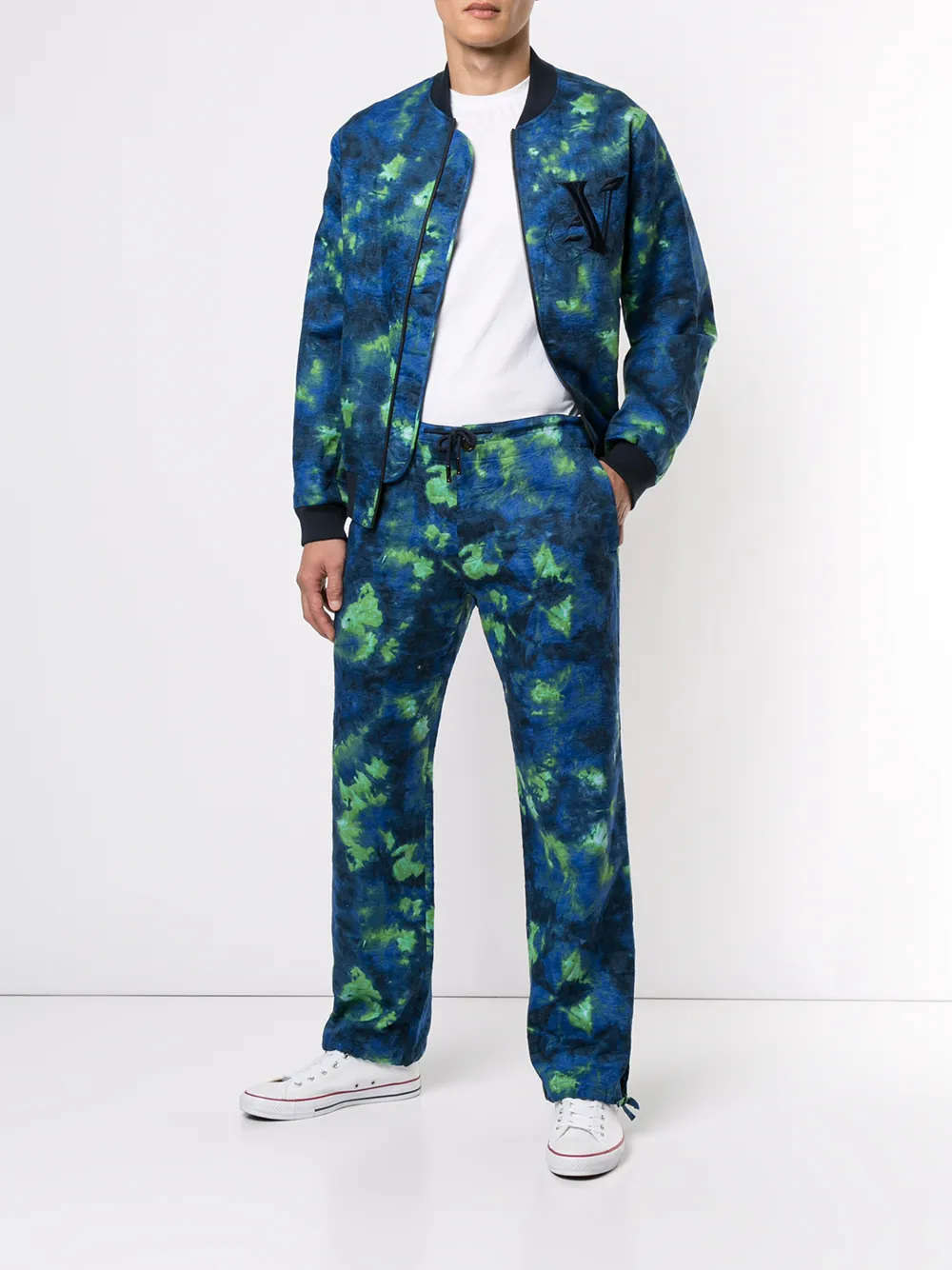  Ports V Bomberjacke Mit Batikmuster   Blau 