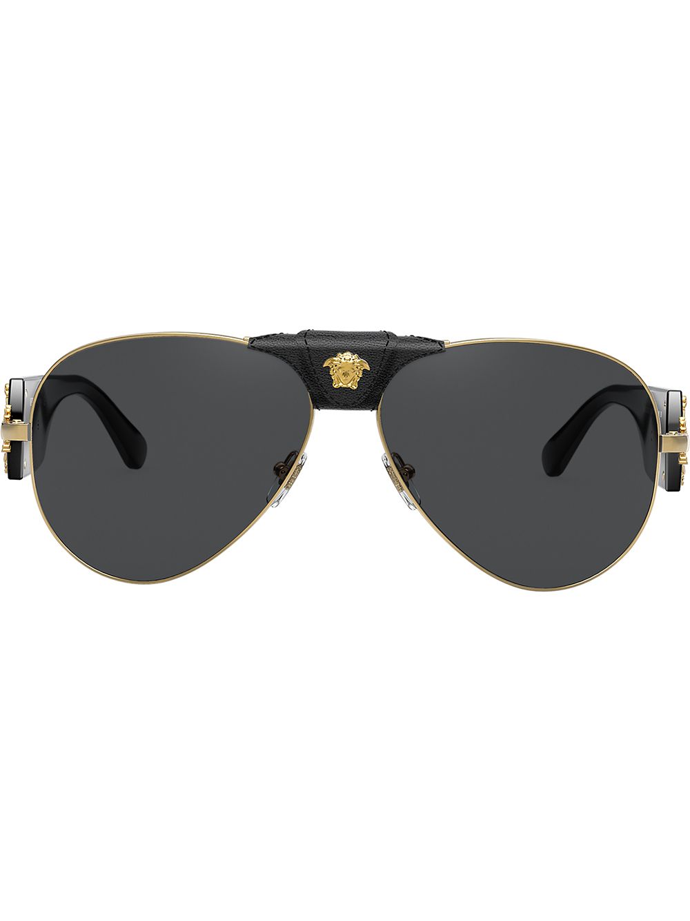 Shop Versace Medusa Head Aviator Sunglasses In Black