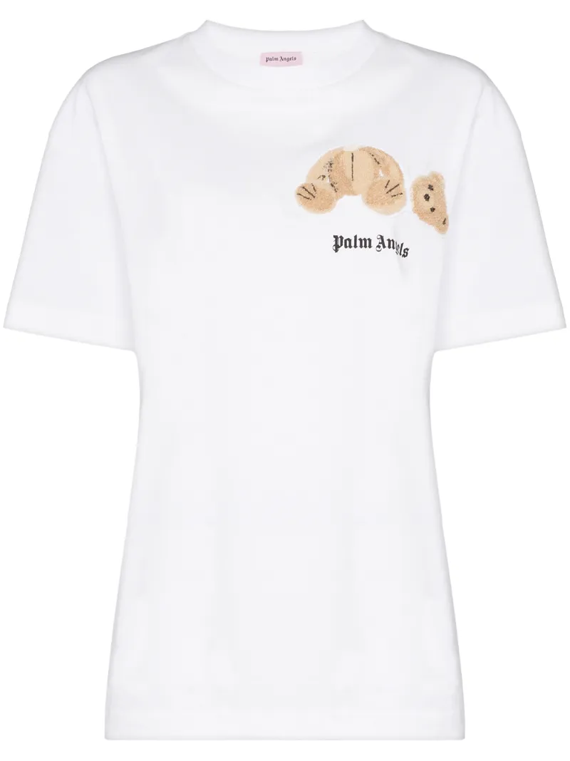 Palm Angels T-shirts PALM ANGELS KILL THE BEAR PRINTED T-SHIRT - WHITE