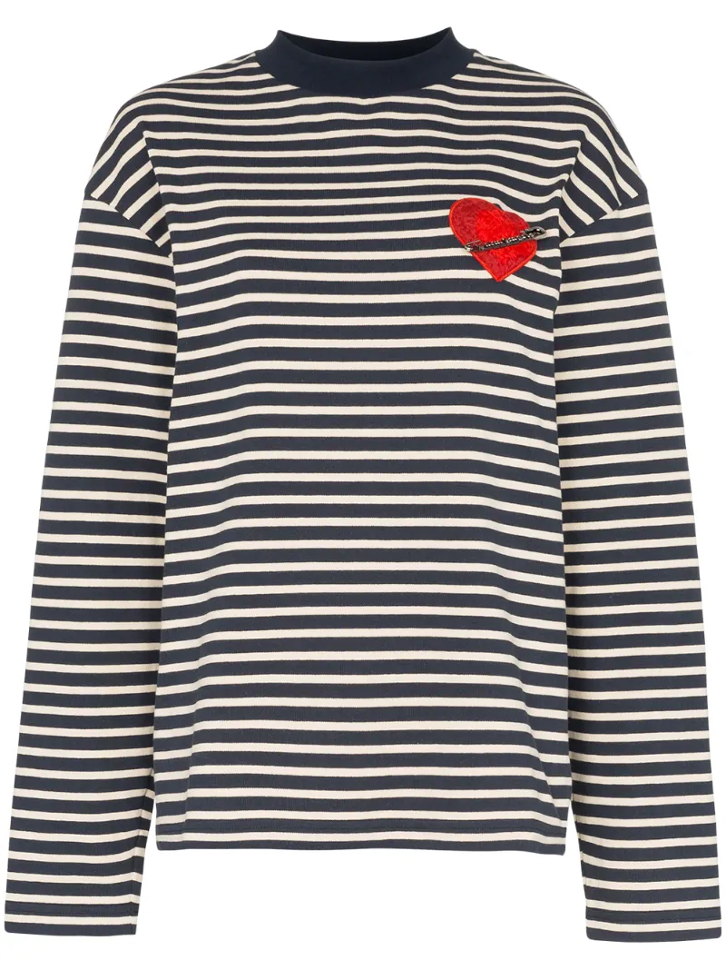 Palm Angels Tops PALM ANGELS PIN MY HEART STRIPED TOP - MULTICOLOUR