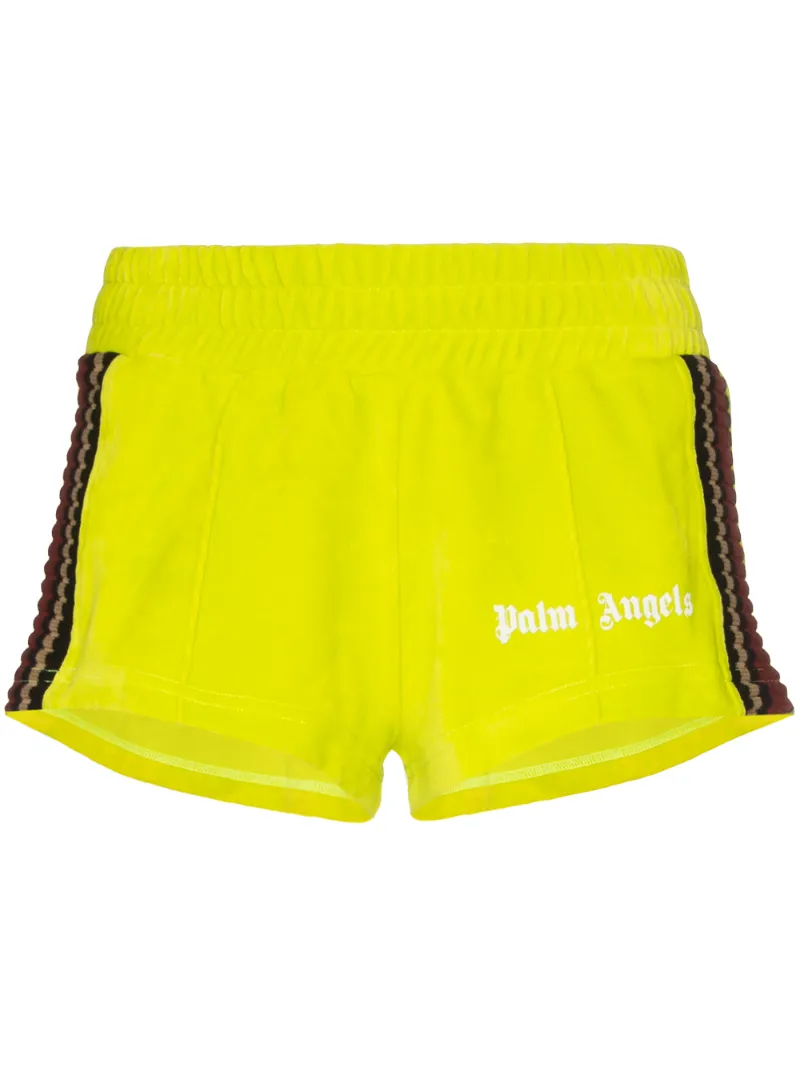 Palm Angels Shorts PALM ANGELS CHENILLE TRACK SHORTS - GREEN