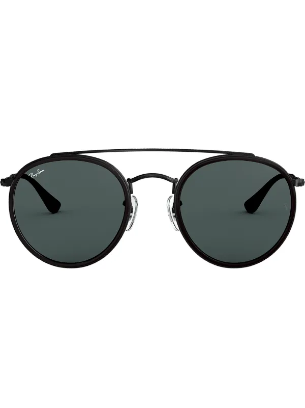 black round double bridge sunglasses