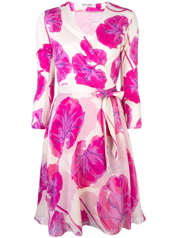 dvf pink wrap dress
