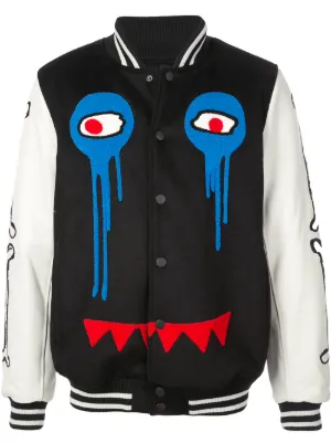 SAINT MXXXXXX x Denim Tears Leather Varsity Jacket | Blue | FARFETCH