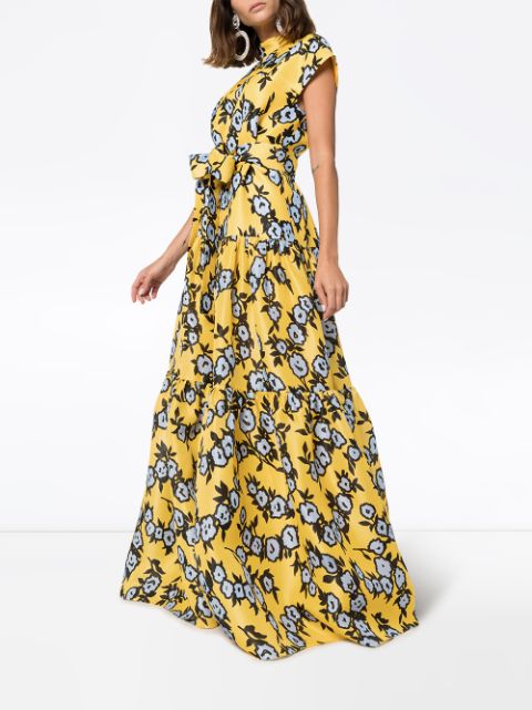 Carolina Herrera Floral Print Tiered Gown | Farfetch.com