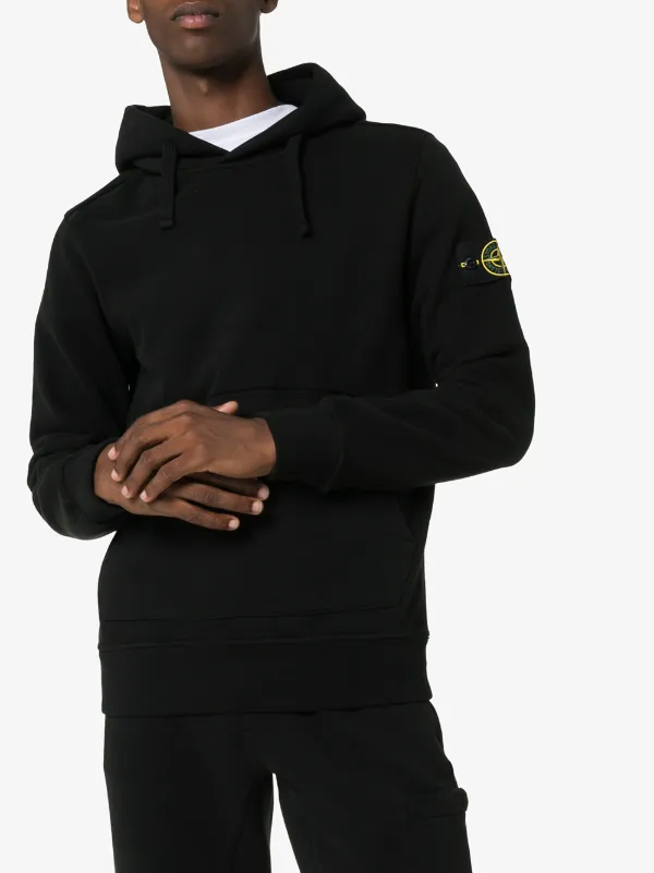 stone island logo patch hoodie
