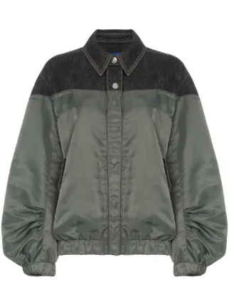 half denim half leather jacket