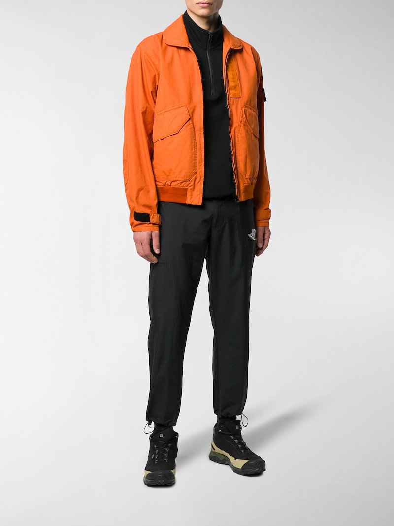 Stone Island Zip Front Lightweight Jacket Orange Modes