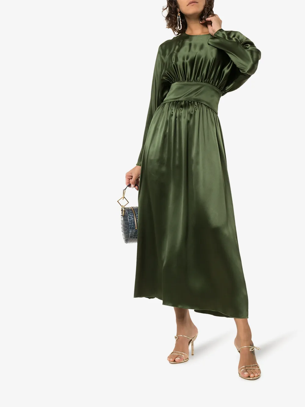 Shop Deitas Hermine Silk Maxi Dress In Green