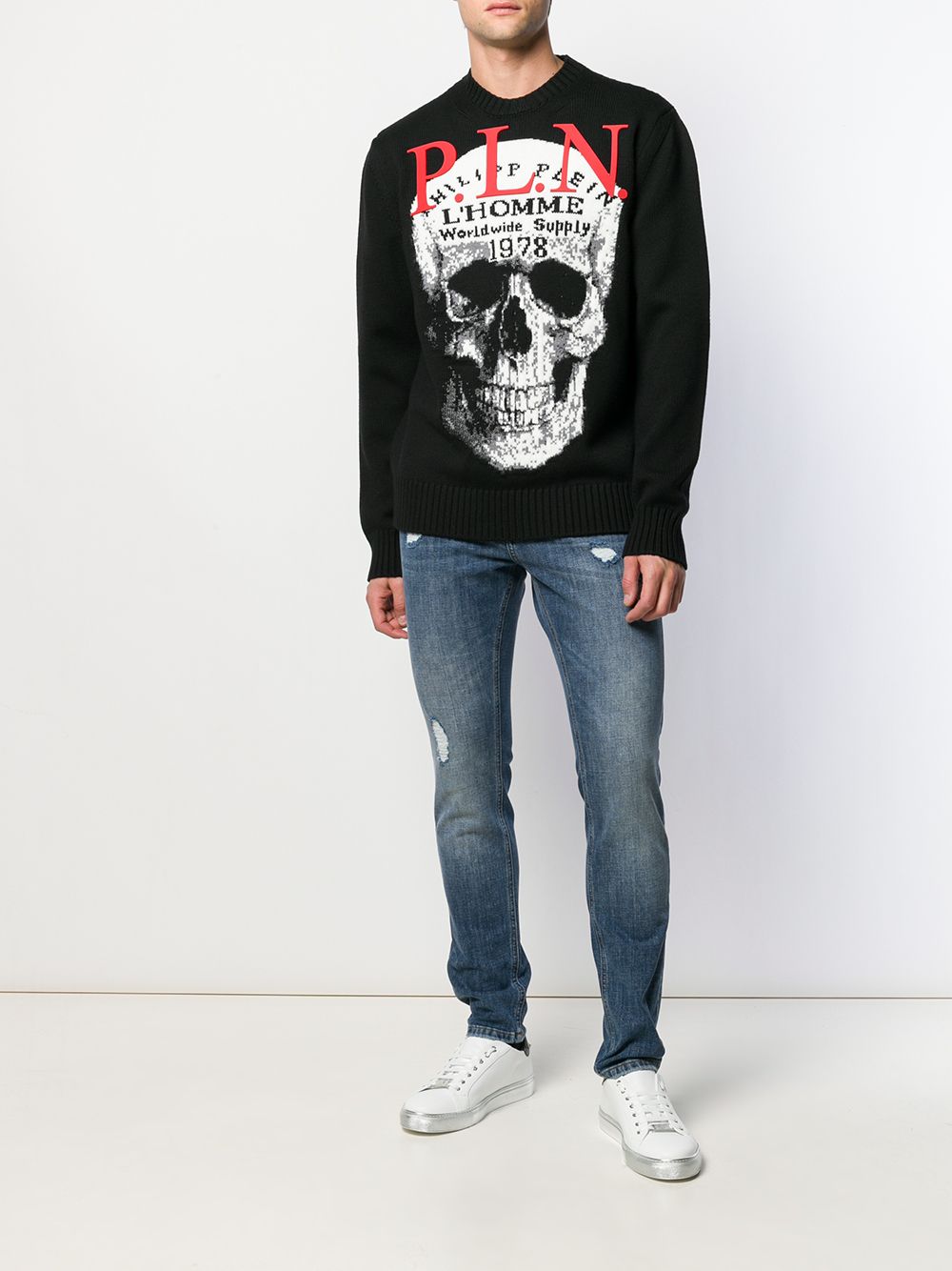 фото Philipp plein джемпер вязки интарсия с вышивкой skull