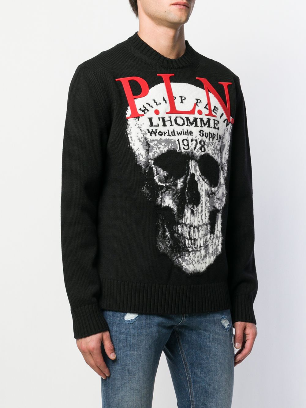 фото Philipp plein джемпер вязки интарсия с вышивкой skull