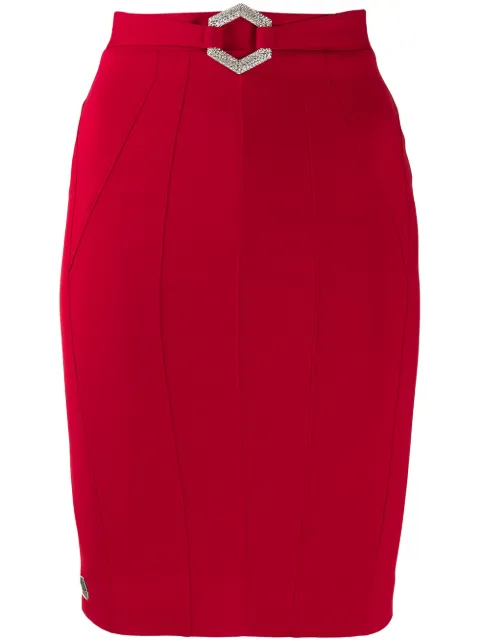 Philipp Plein stretch-cady fitted skirt