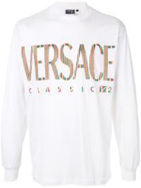 ＜Farfetch＞ ★10%OFF！Versace Pre-Owned ロゴプリント ロングTシャツ - ホワイト画像