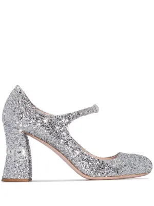 Mary Janes in Glitter Optik Exklusiv miu miu by PRADA Pumps Damen Schuhe, High Heels