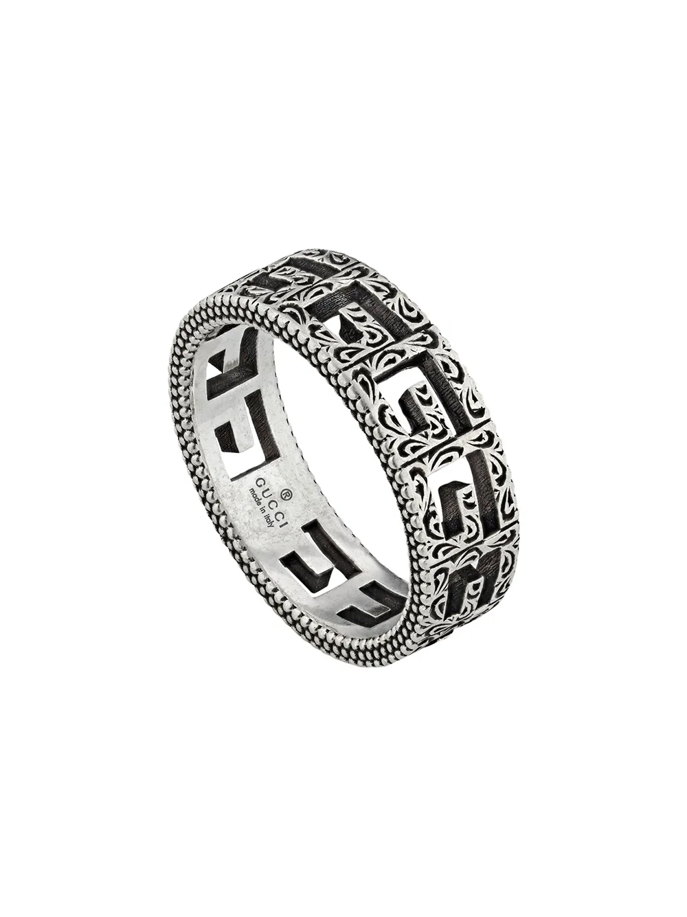 GUCCI SILVER RING WITH SQUARE G