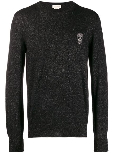 Alexander McQueen glitter skull motif jumper