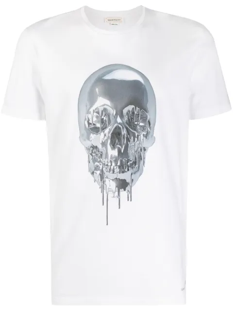 Click to view more detailed imagery on our partner's website Alexander Mcqueen Melting Metal Skull-Print Cotton T-Shirt In White