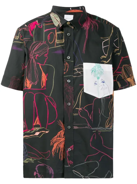 Click to view more detailed imagery on our partner's website Paul Smith Gesture Print Shirt In Black