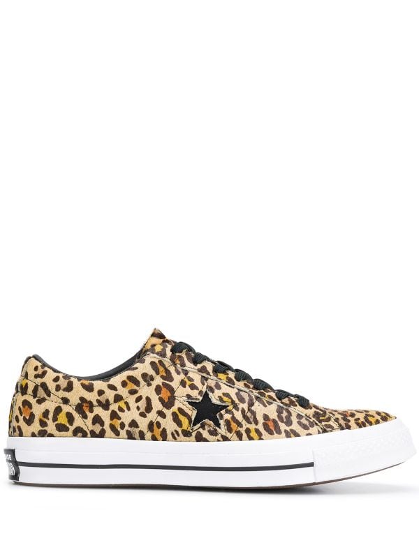 converse one star pony hair leopard print sneakers