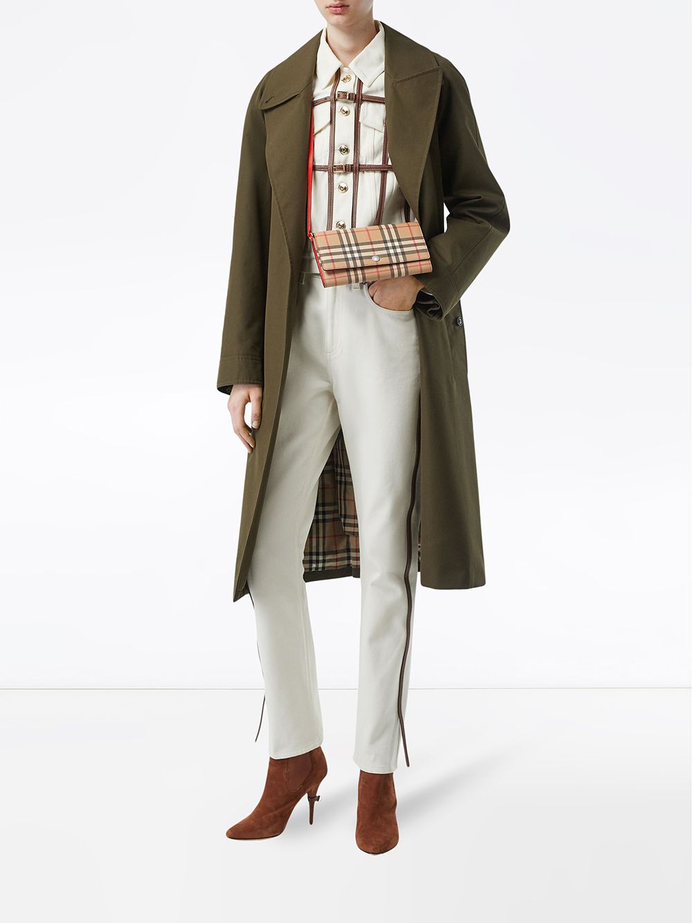 фото Burberry кошелек в клетку vintage check со съемным ремешком