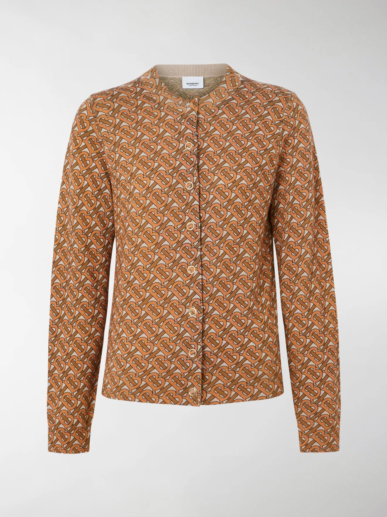 Burberry Monogram Print Merino Wool Cardigan brown | MODES