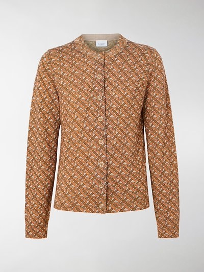 Burberry Monogram Print Merino Wool Cardigan brown | MODES