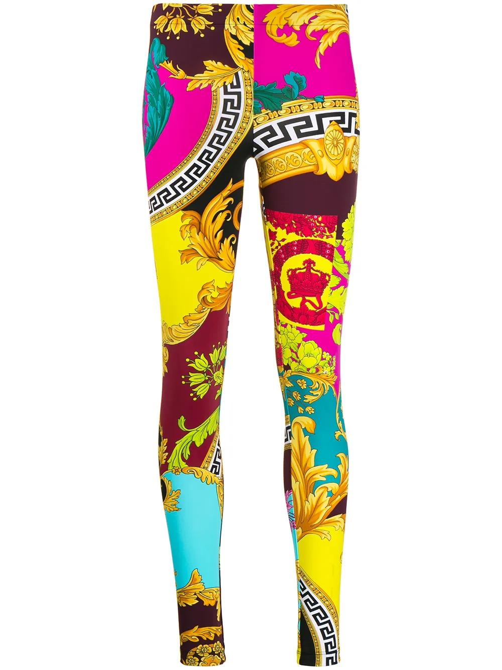 Click to view more detailed imagery on our partner's website Versace Multicolor Voyage Barocco Leggings In Yellow