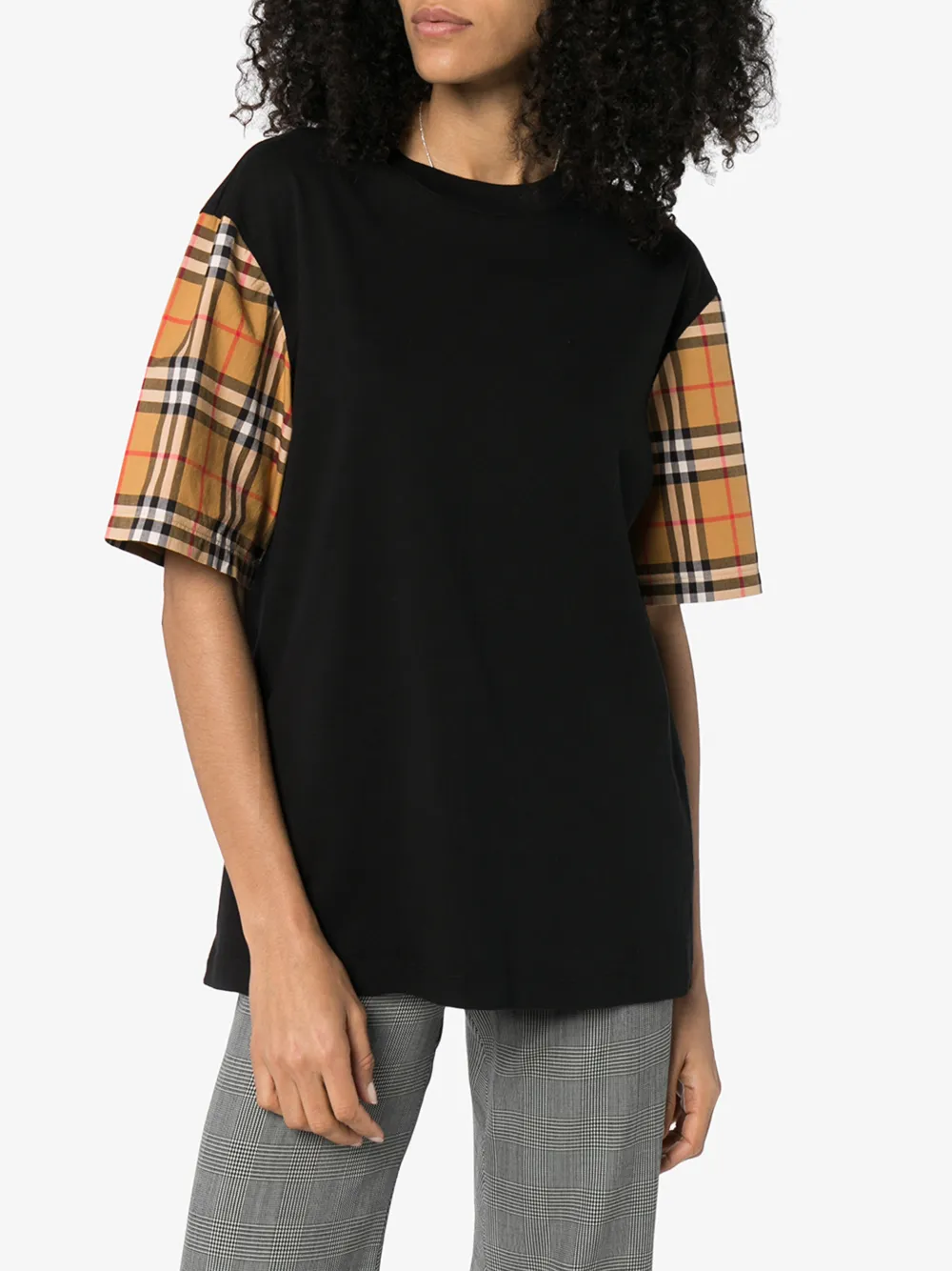 BURBERRY VINTAGE CHECK OVERSIZED T-SHIRT,801489514063414