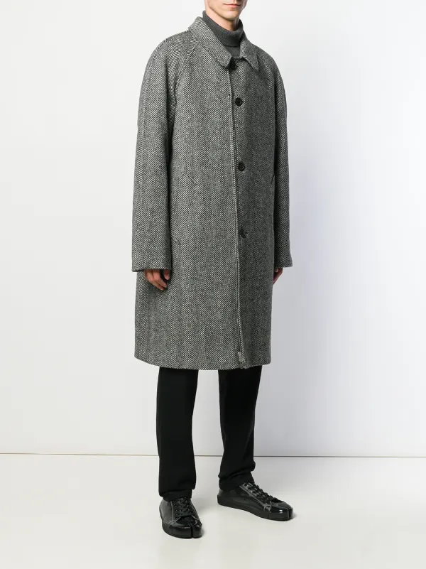 Shop white & black Maison Margiela herringbone coat with Shop white & black Maison Margiela herringbone coat with