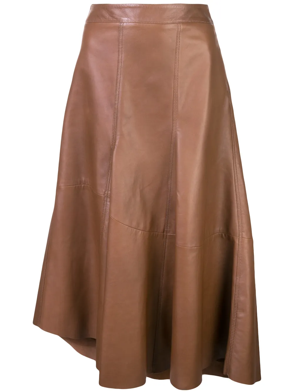 Brunello Cucinelli Asymmetrischer Lederrock - Braun