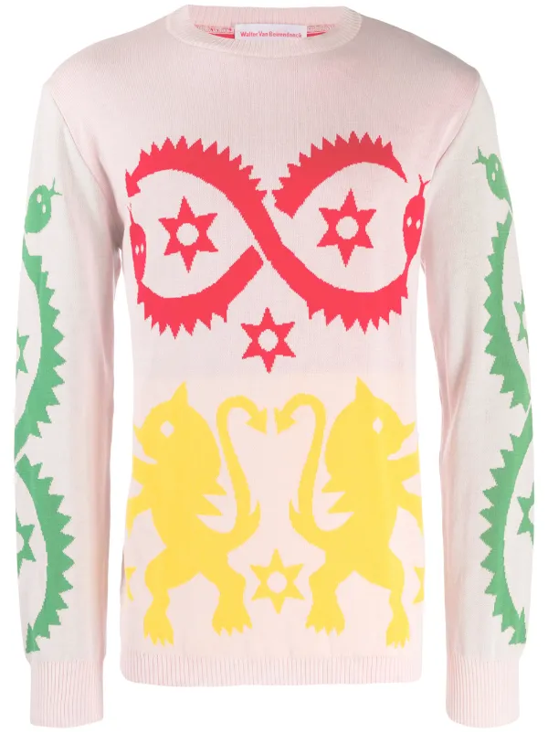 Walter Van Beirendonck Pre-Owned 2009 Intarsia Knit Jumper | Pink 