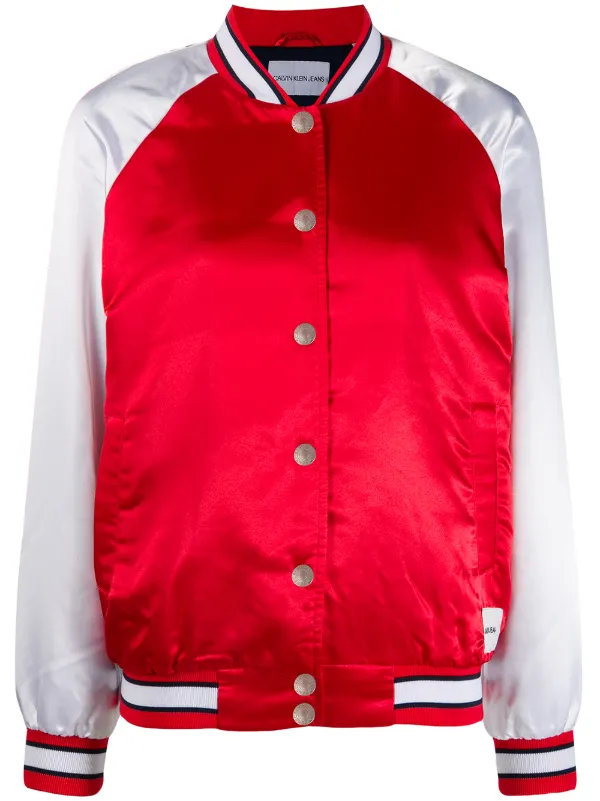 calvin klein red bomber jacket