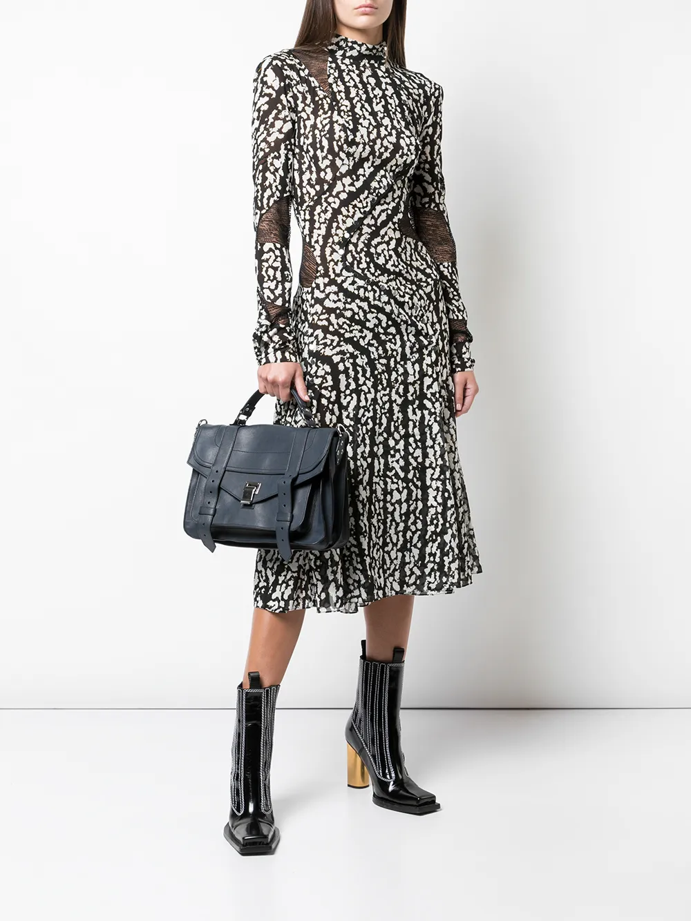 Image 2 of Proenza Schouler Marble Print Stretch Chiffon Dress