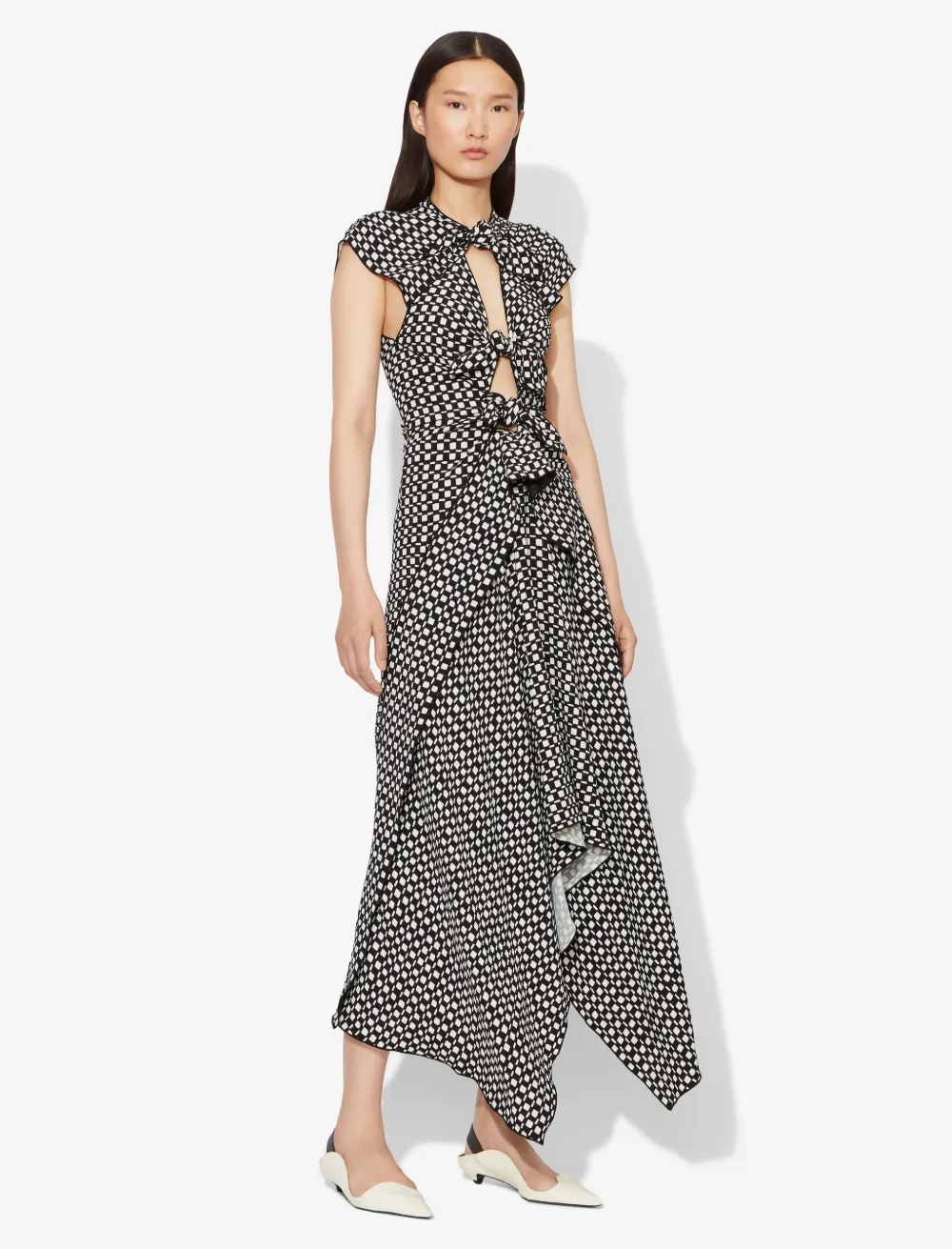 Image of Proenza Schouler Checkered Tie Dress black/white checker