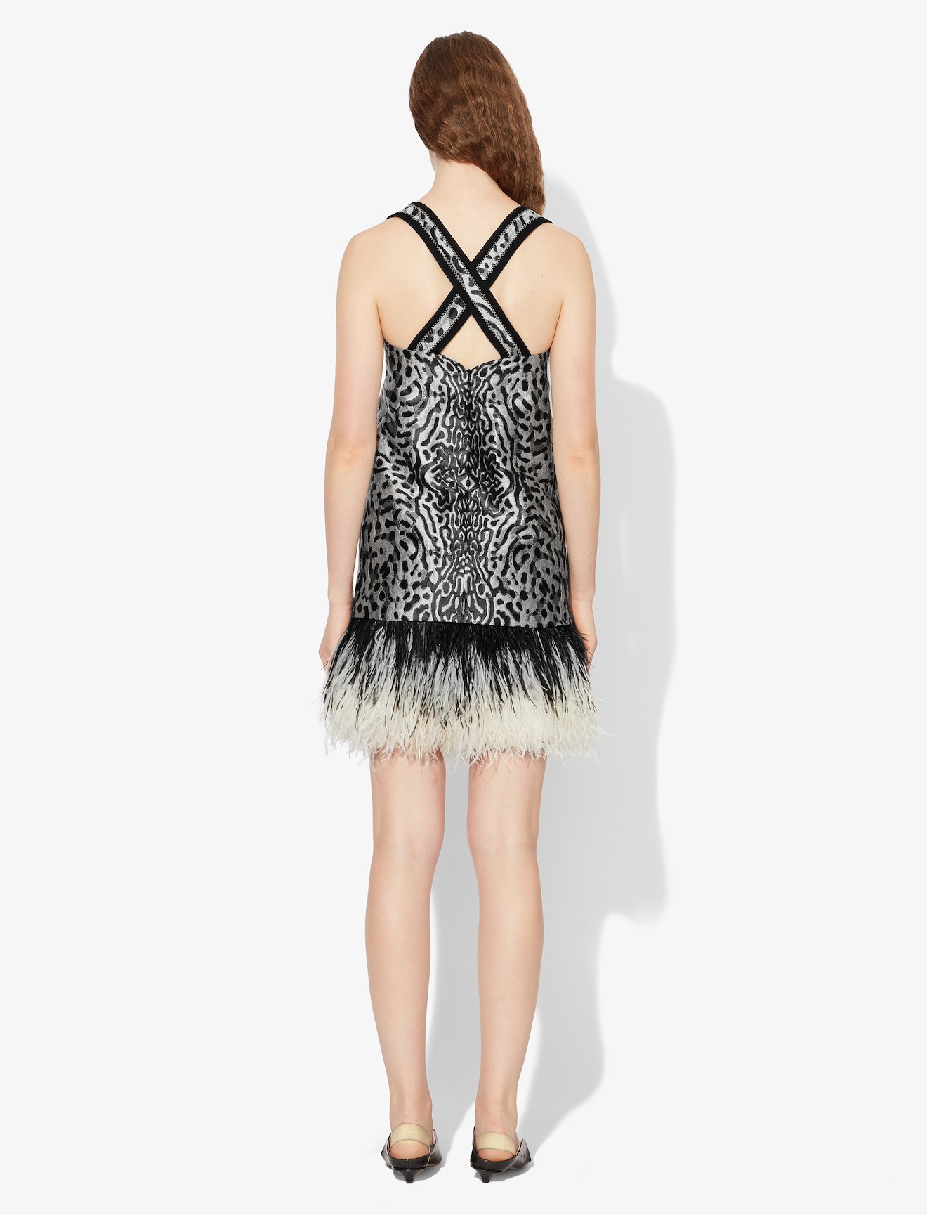 Animal Jacquard Feathered Dress #2