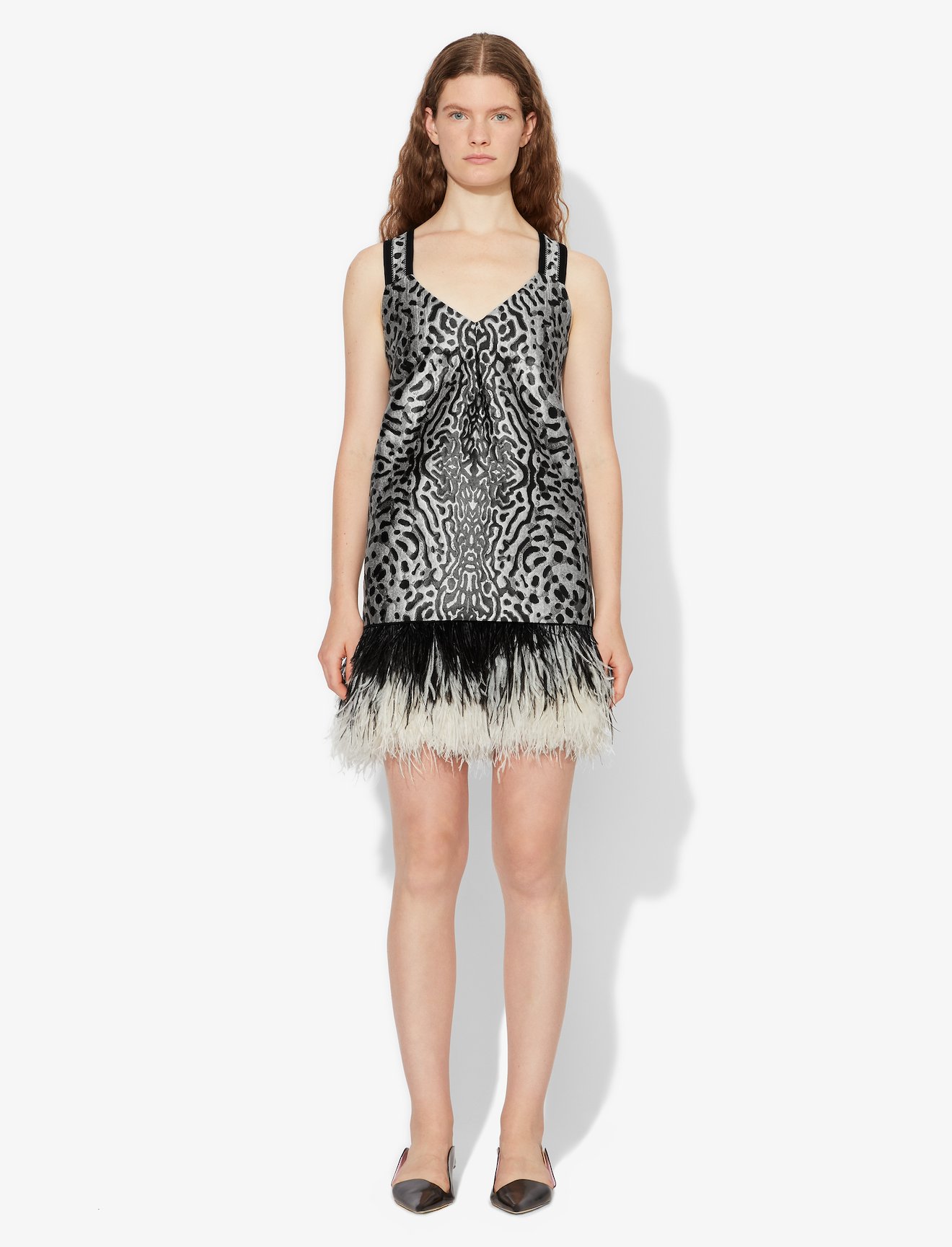 Animal Jacquard Feathered Dress #1